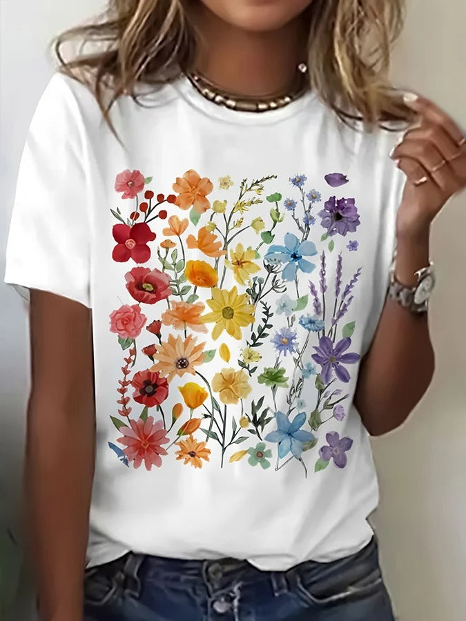 Women's June Pride Month Floral Print Casual T-Shirt