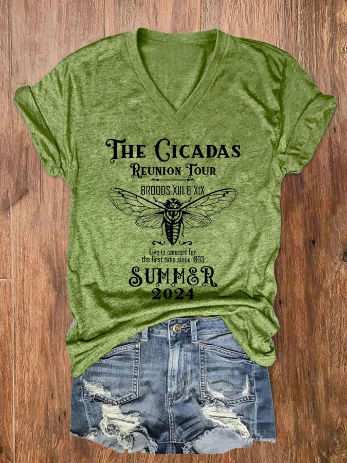 Women's The Cicadas Reunion Tour Print V-Neck T-Shirt