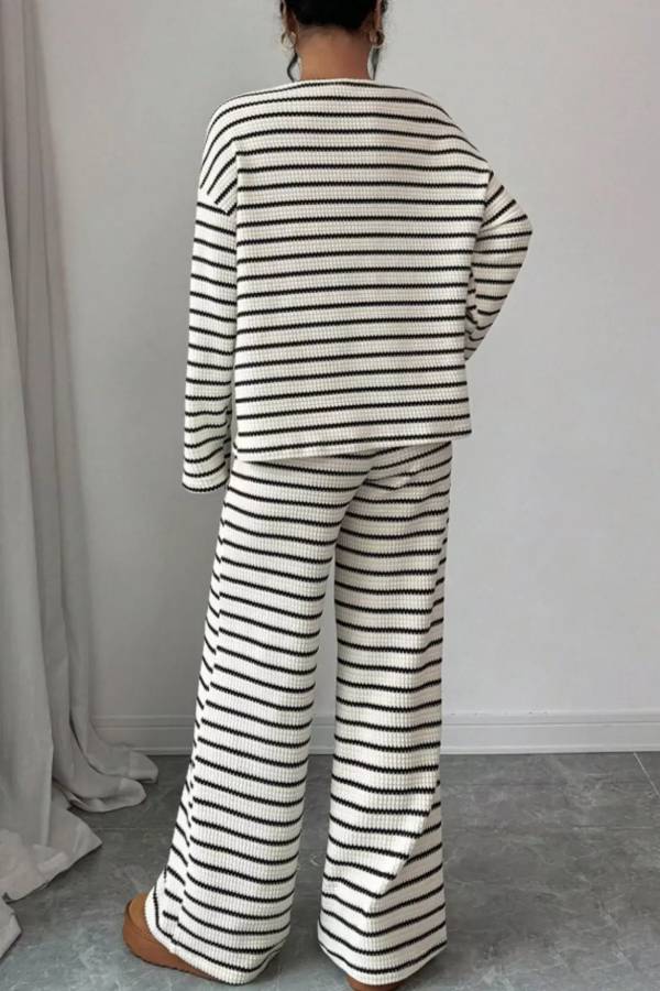 Striped Relaxed Fit Top and Pants Set