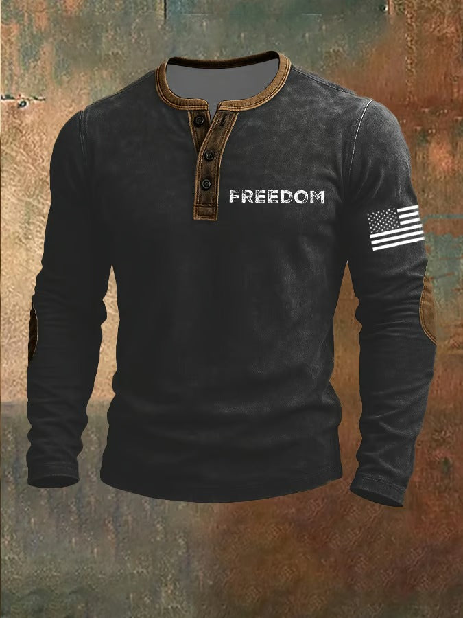 Men's freedom Print Henley Top