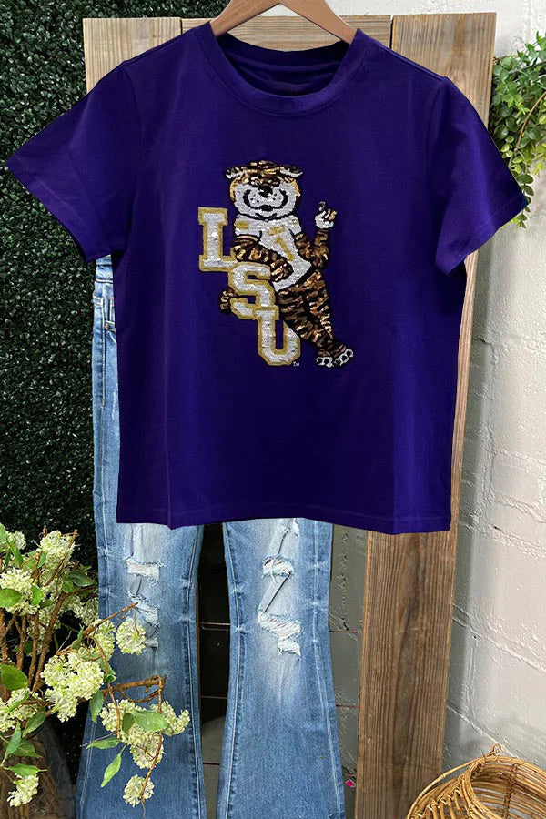 Chic Sequined Tiger T-shirt