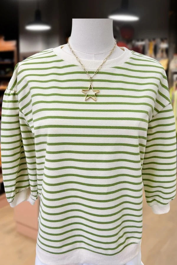 Casual Striped Round Neck Top