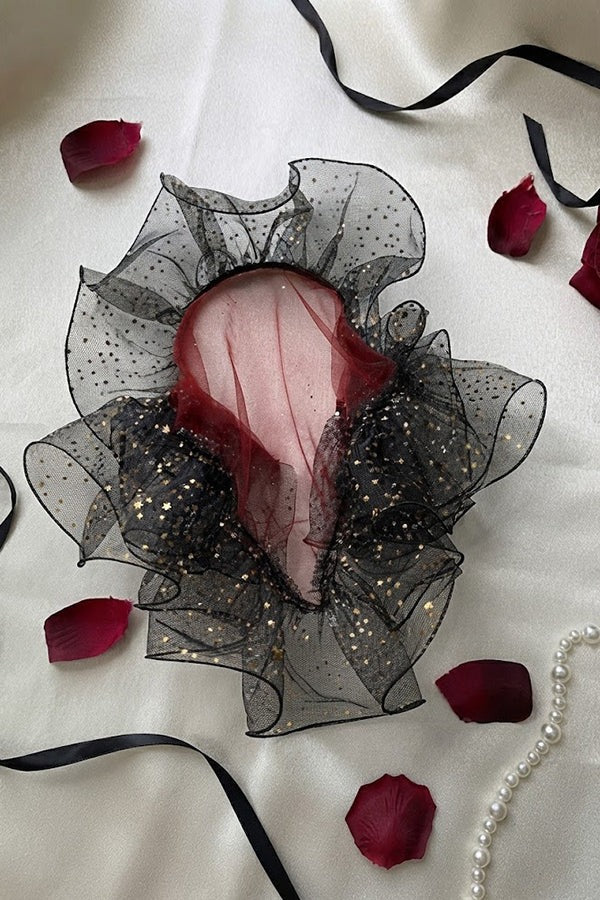 Black Multi-layered Ruffled Tulle Headband