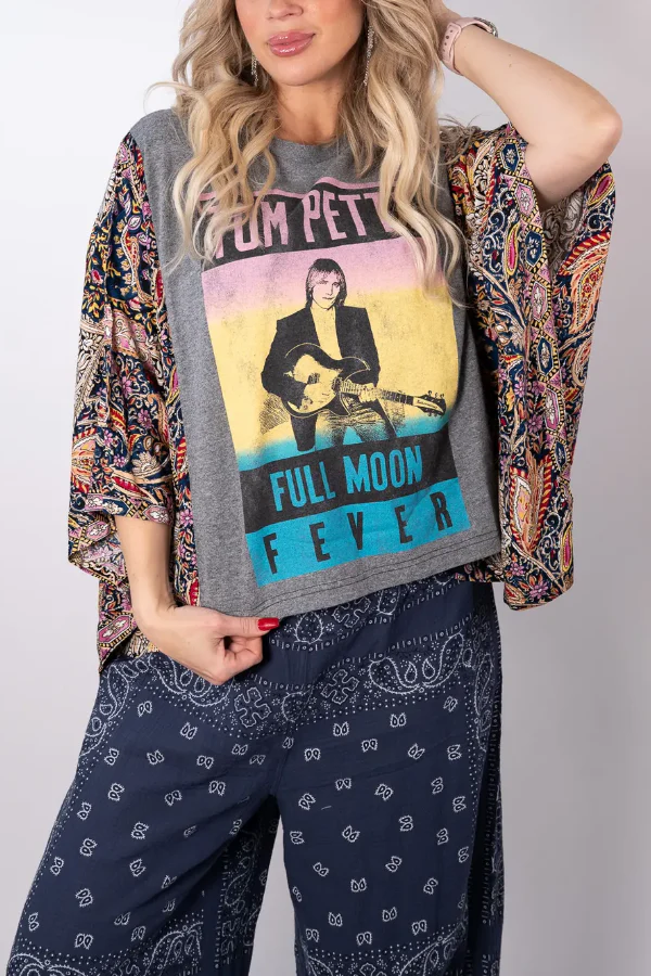 Tom Petty "Full Moon Fever" Printed Bat Sleeve T-Shirt (No Back Pocket)