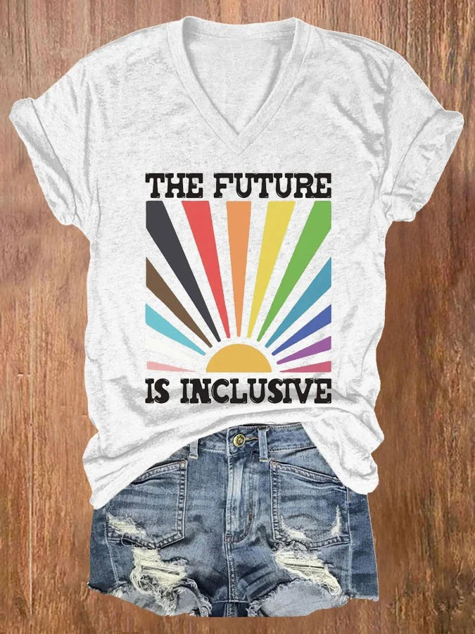 Women's The Future Is Inclusive Pride Month Print Casual T-shirt