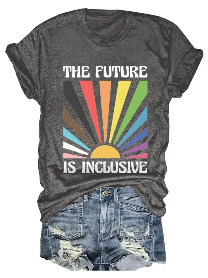 Women's LGBTQ The Future Is Inclusive Print Crew Neck T-Shirt