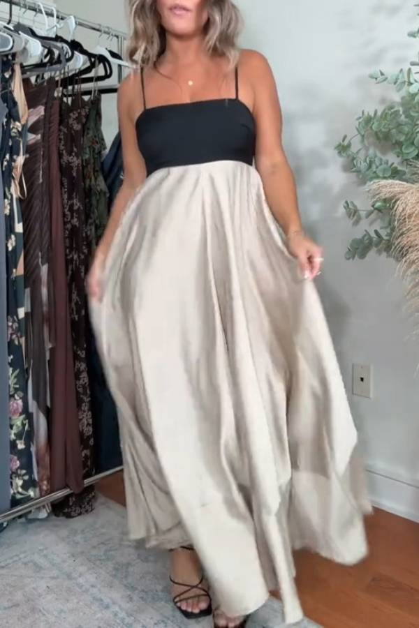 Color-Block Sleeveless Maxi Dress