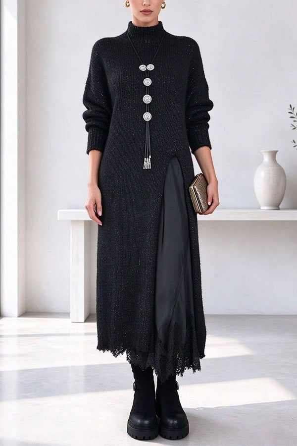 Clara Split-Hem Knit & Lace Set