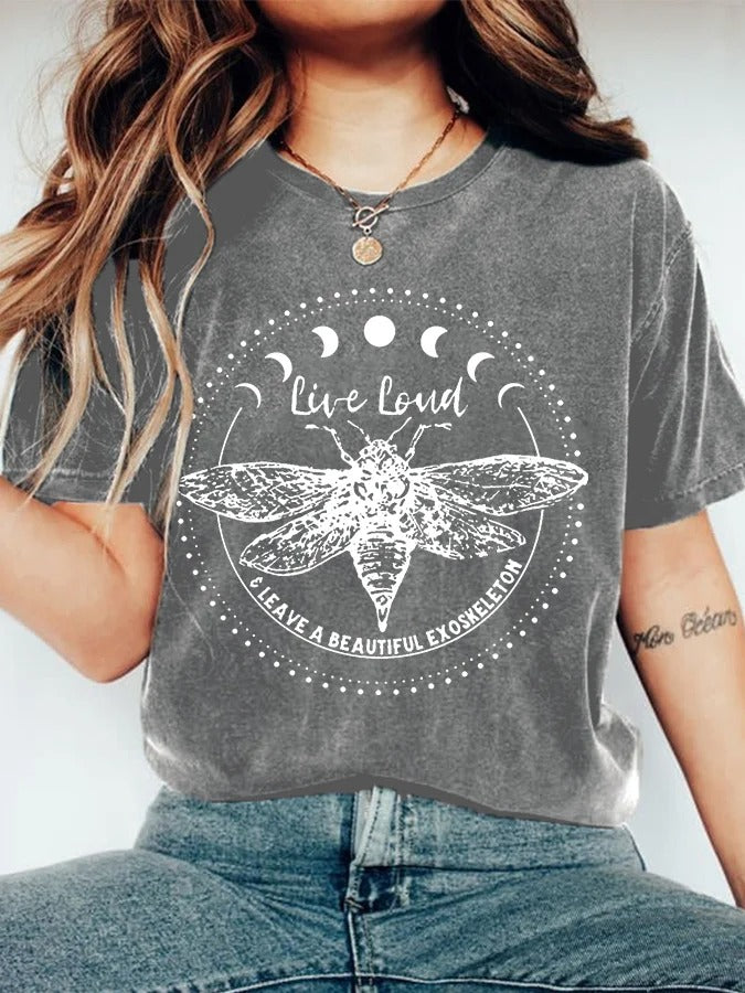 Women's Live Loud And Leave A Beautiful Exoskeleton Vintage Cicada Summer Tour 2024 Tee