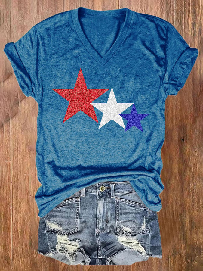 Women's Star Print Independence Day T-Shirt