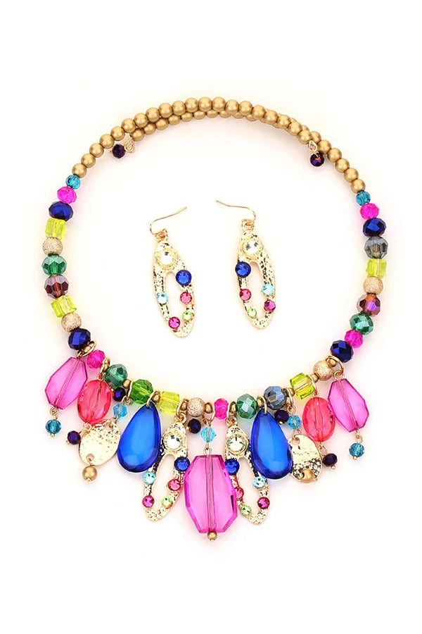 Multicolor Crystal Beaded Necklace
