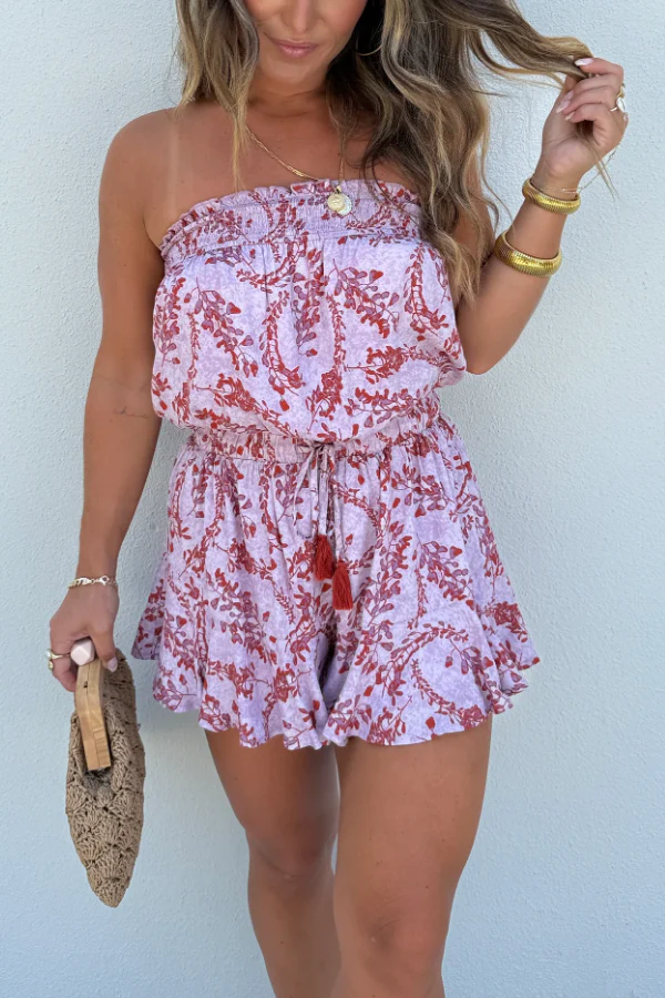 Soul Ties Tube Top Romper Pink Multi