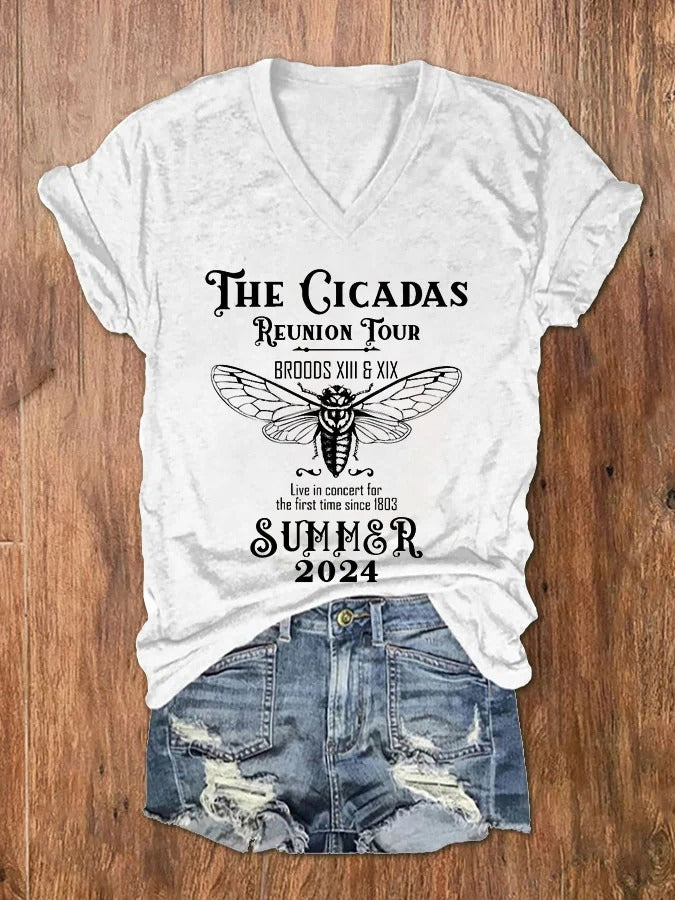 Women's The Cicadas Reunion Tour Print V-Neck T-Shirt