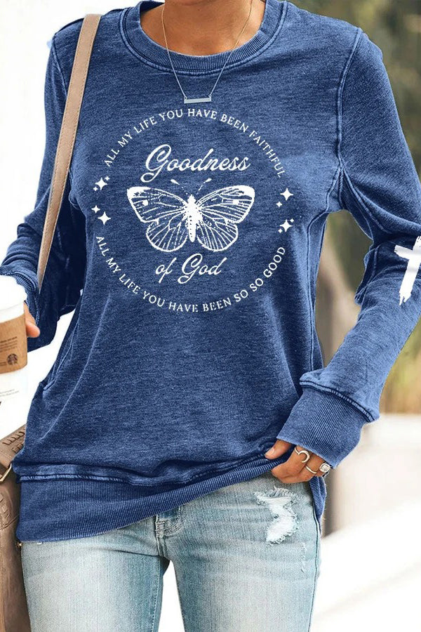 Women's Goodness Of God Butterfly Casual Sweatshirt