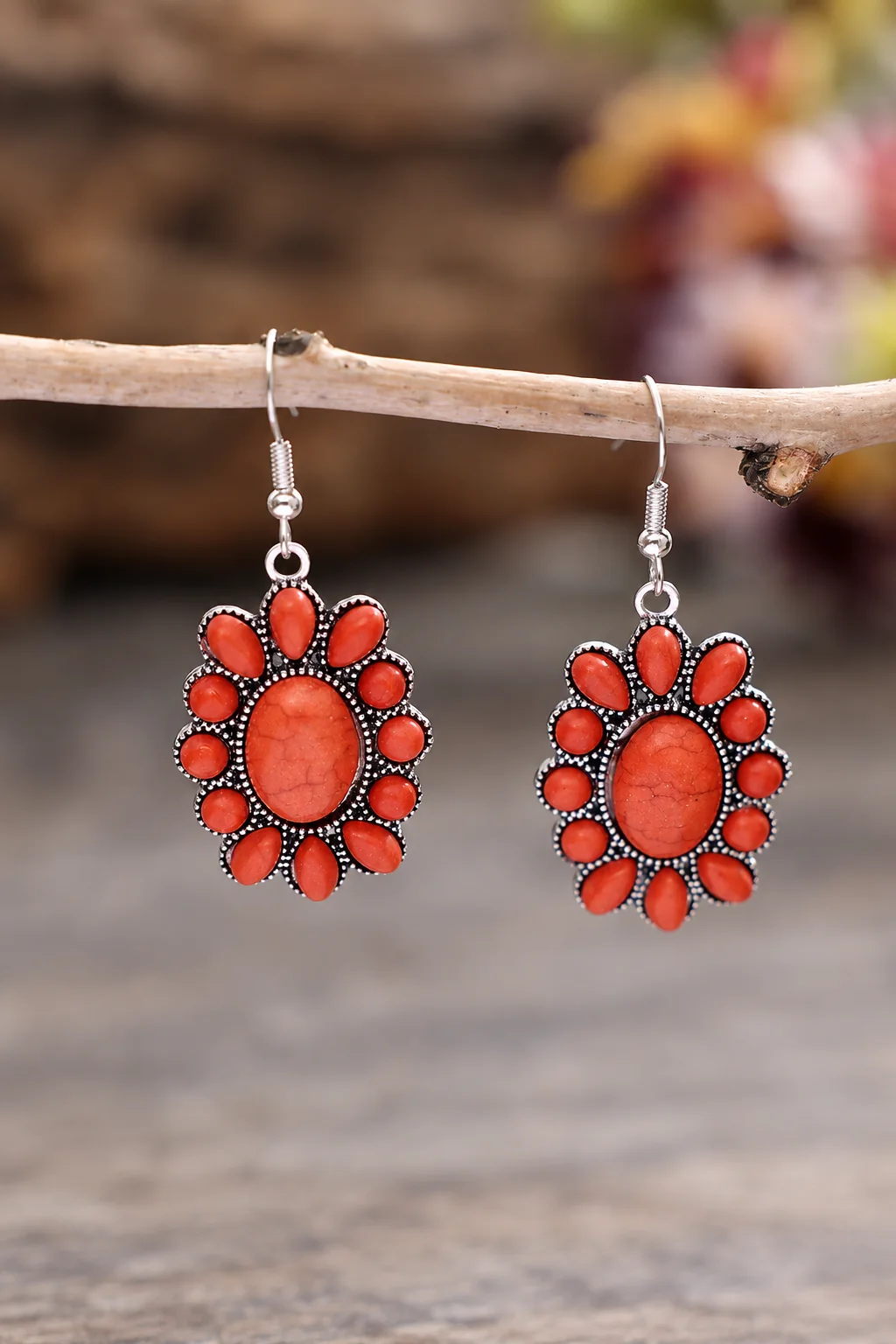 Vintage-style Bohemian Floral Alloy Hook Earrings