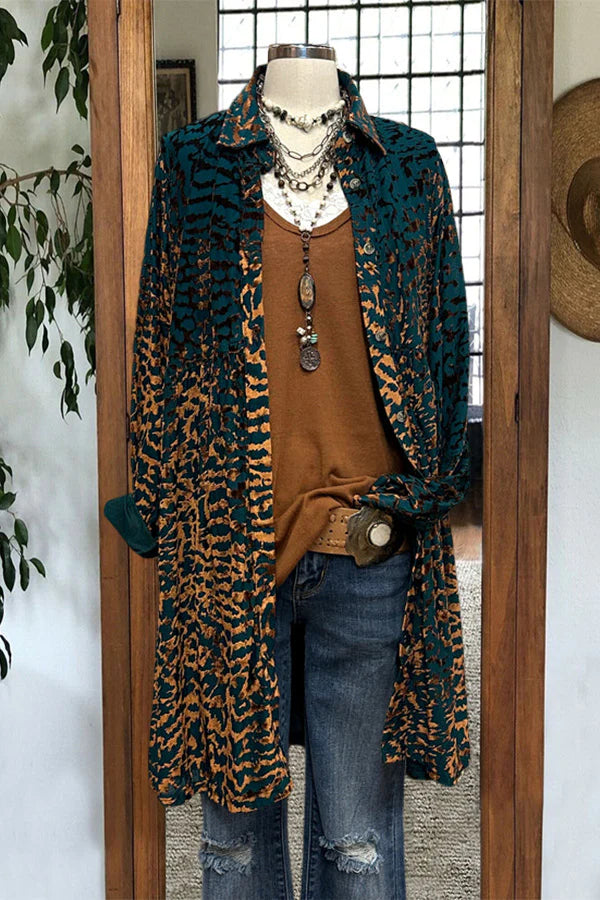 Leopard-print Velvet Cardigan