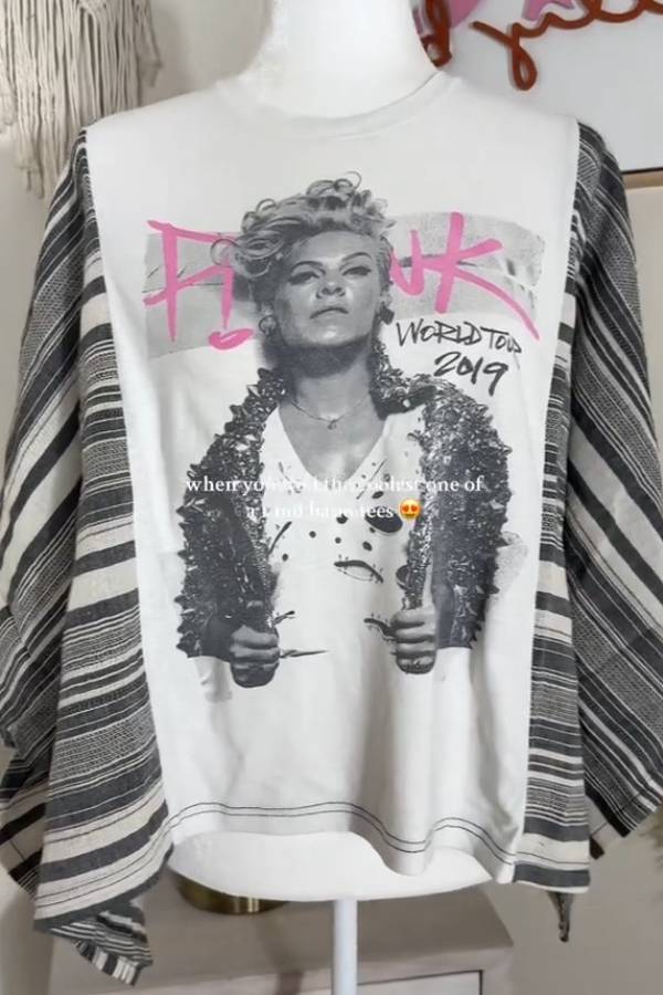 P!nk Striped Band Kimono Tee