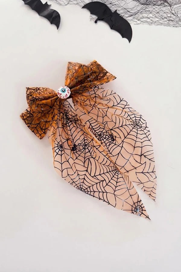 Large Halloween Mesh Bow Hair Clip
