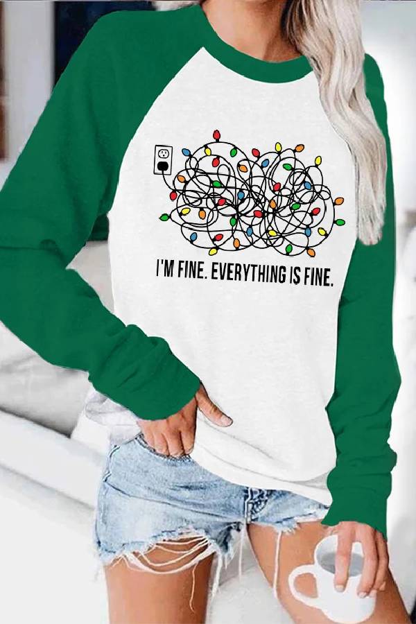 I'm Fine Everything is Fine Christmas Color Block Blouse