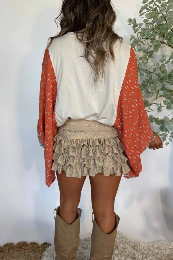 Charlotte Ruffle Mini Skirt Taupe