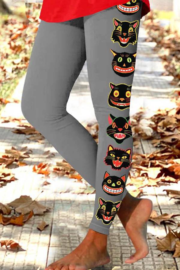 Women's Funny Cat Art Print Casual Stretch Pants