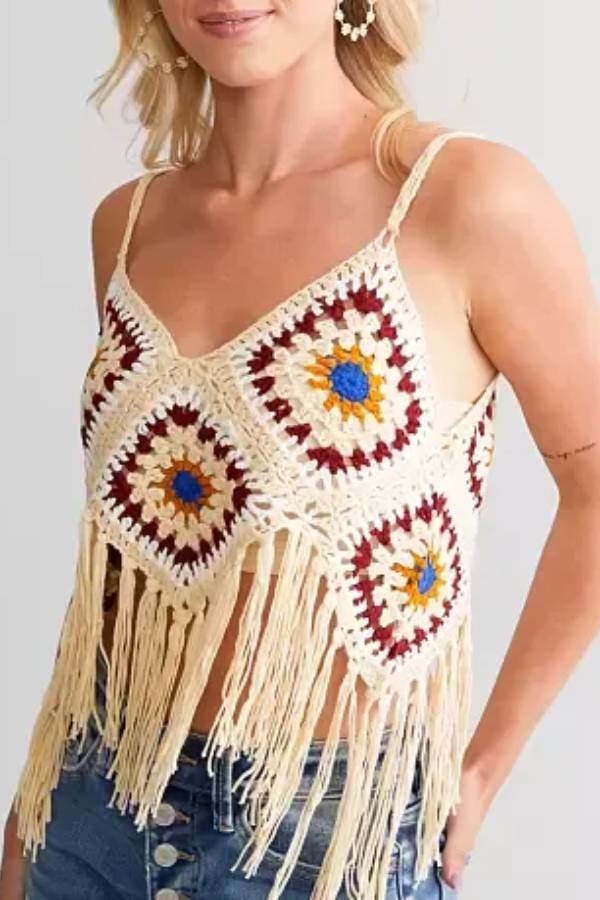 Floral Square Cropped Tank Top