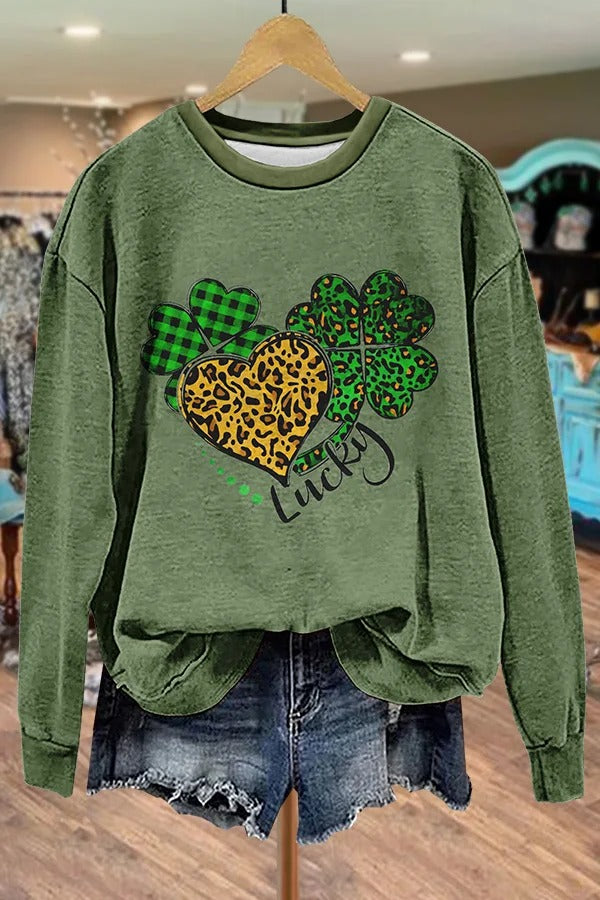 Chic Lucky Print St.Patrick's Day Sweatshirt