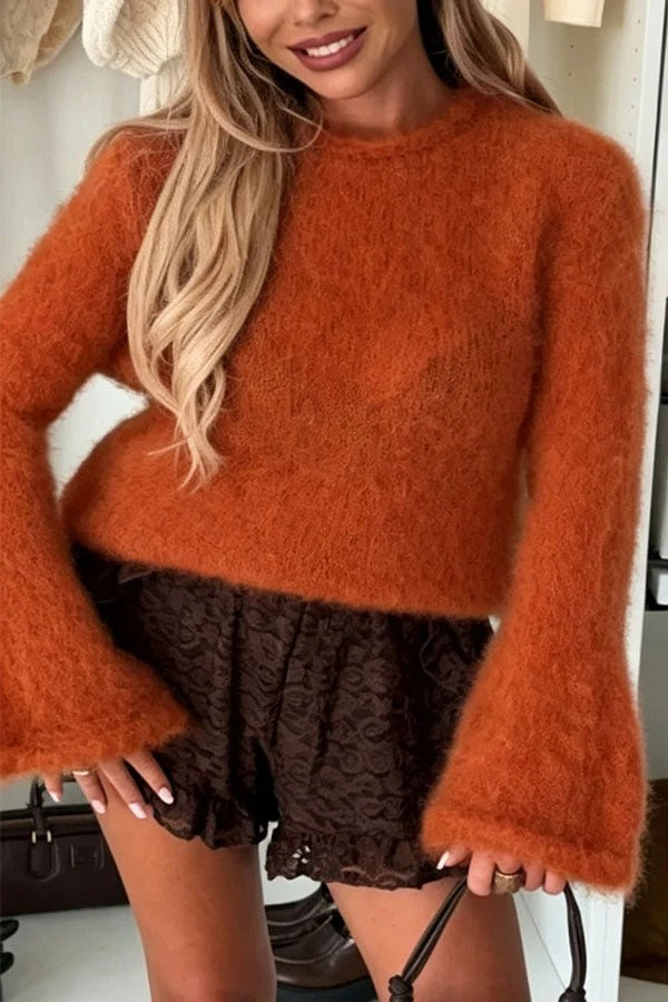 Elena Flared-Sleeve Mohair Sweater