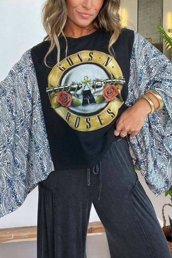 Blue Pattern Guns N' Roses Shirt