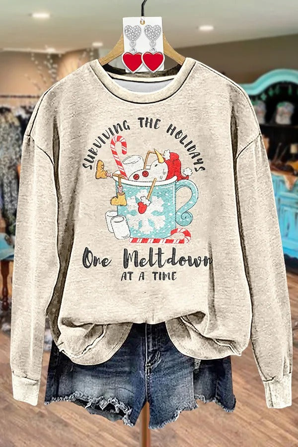 Casual Christmas Print Long Sleeve Sweatshirt