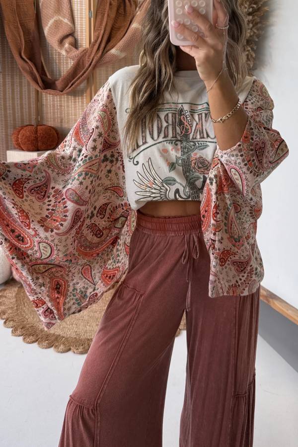 Rock N Roll Vintage Kimono Tee White