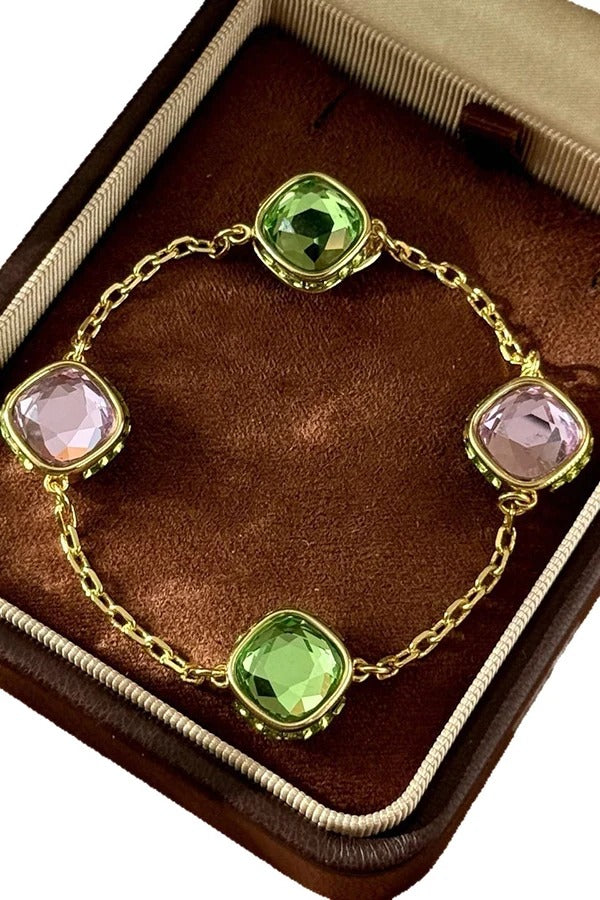 Vintage-style Color-block Crystal Ring