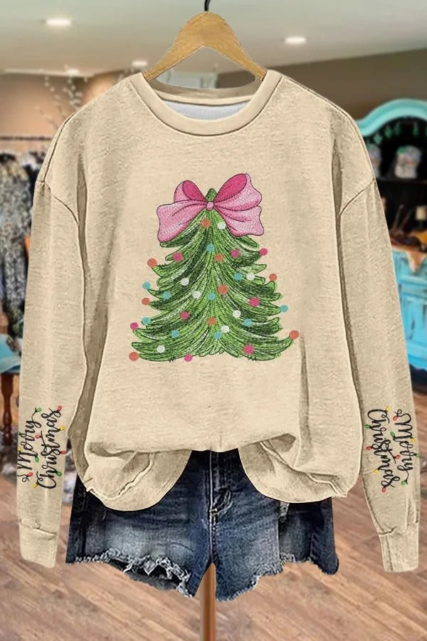 Sweet Christmas Tree Print Sweatshirt