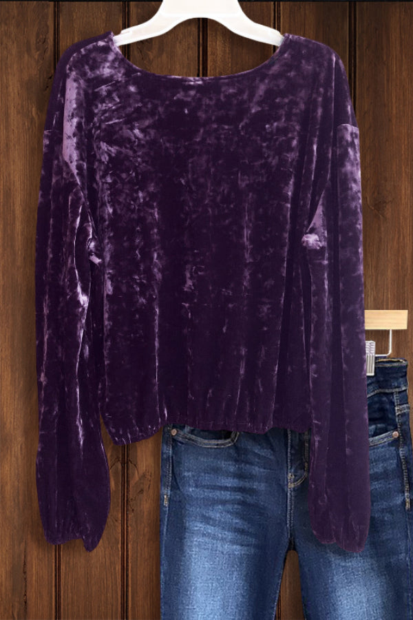 PURPLE VELVET CROSS OVER TOP