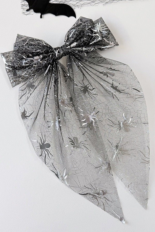 Large Halloween Mesh Bow Hair Clip