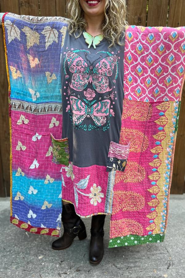 KANTHA WING UPCYCLED DRESS