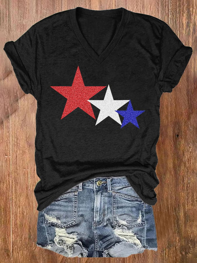 Women's Star Print Independence Day T-Shirt