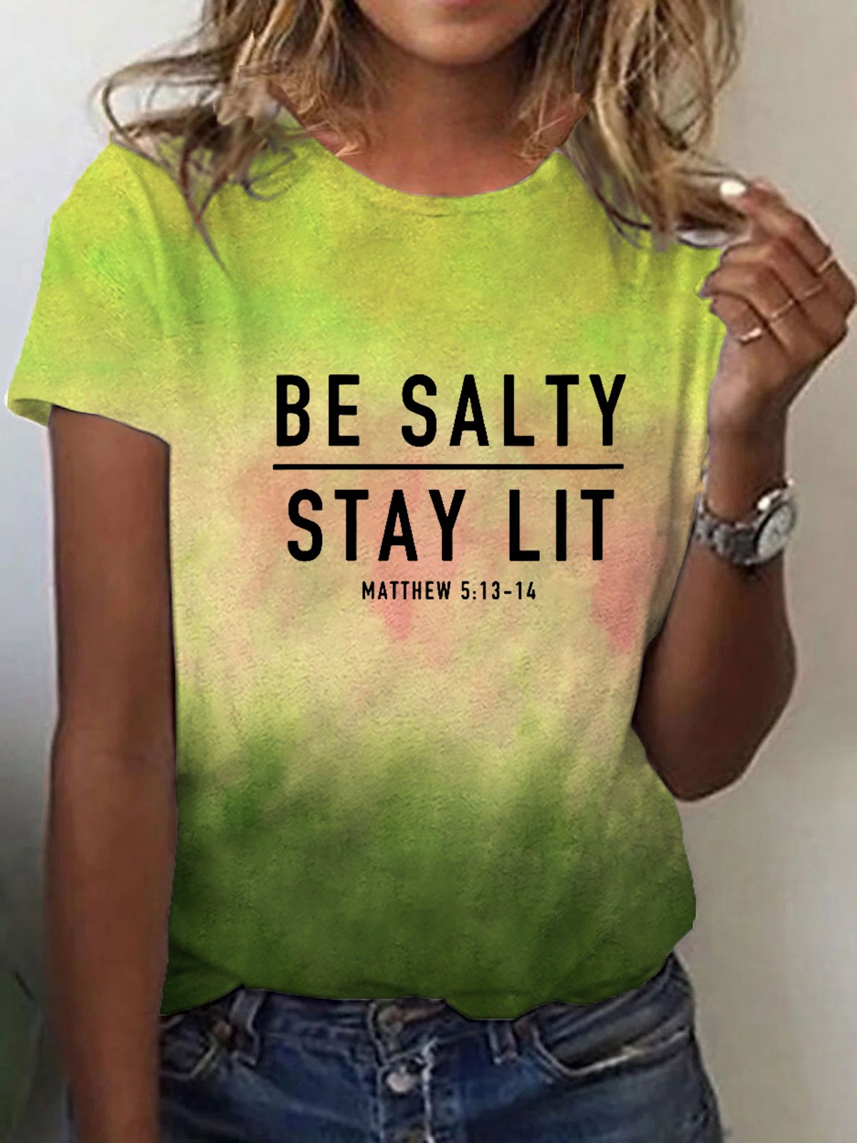 Women's Be Salty And Stay Lit Printed T-Shirt