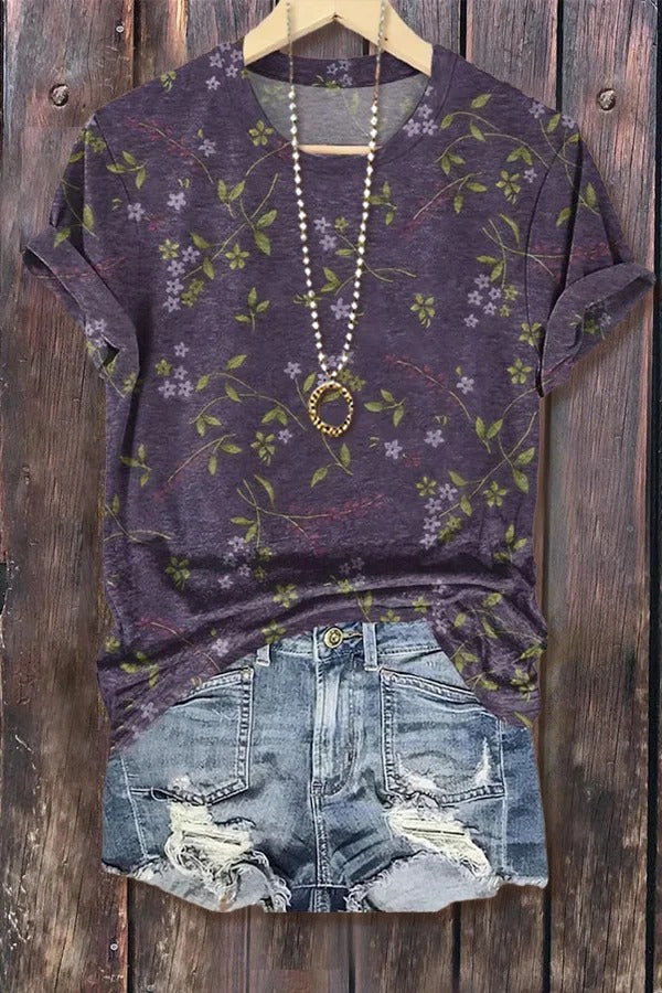 Wildflower Print V-Neck T-Shirt