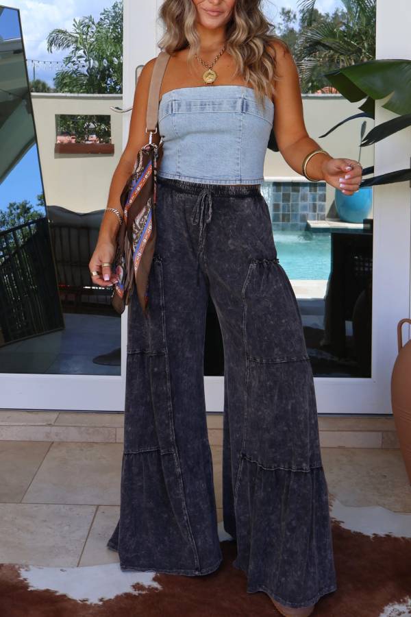 Vera Tiered Lounge Pants Washed Black
