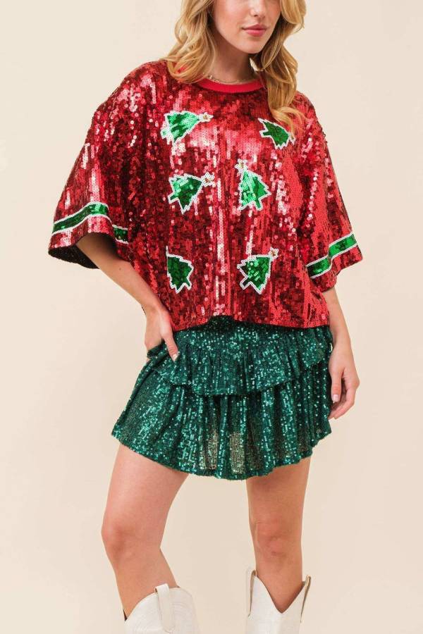 Football Sequin Loose Top
