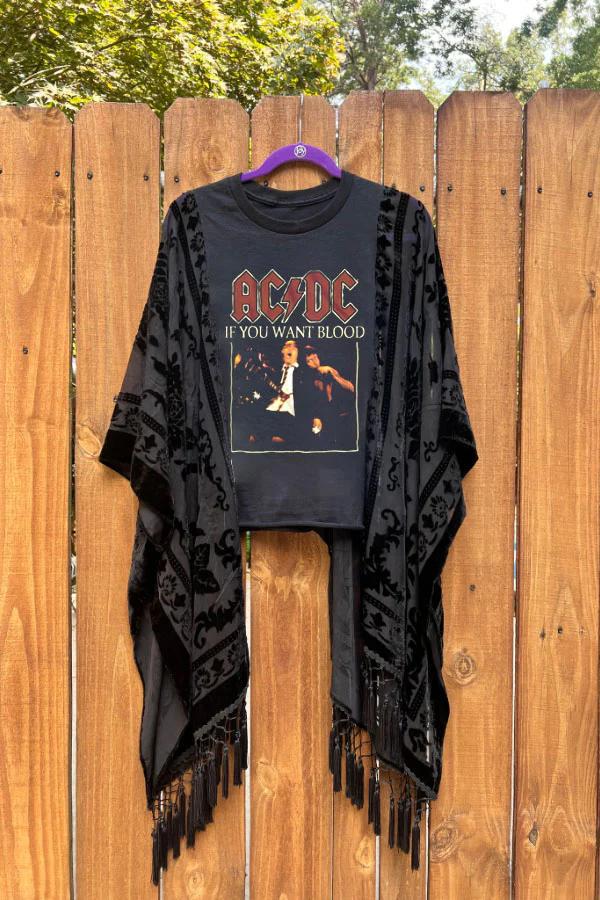 AC/DC Black Velvet Tee Cape
