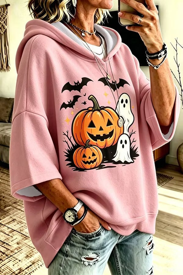 Halloween Pumpkin Graphic Oversized Hoodie