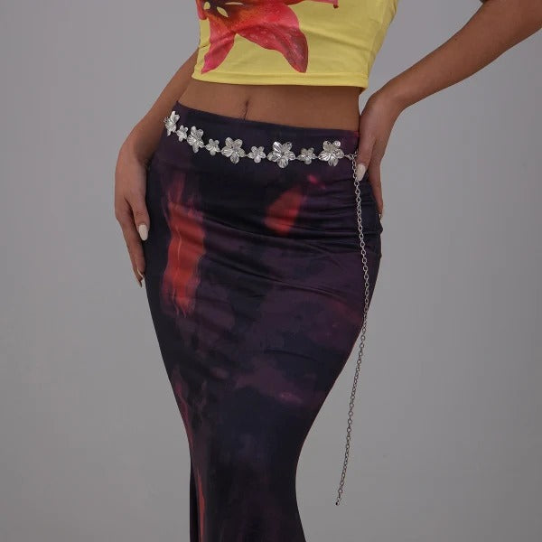 Vintage-style Ethnic Openwork Floral Body Chain