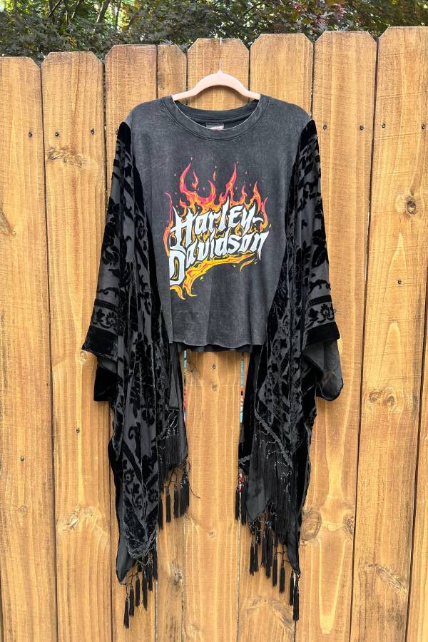 Burnt out velvet Tassels KIMONO TEE TUNIC