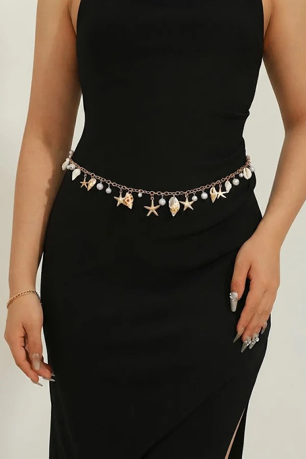 Pearl, Shell, and Conch Tassel Body Chain