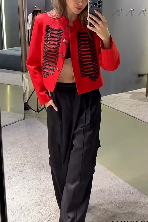 Aura Regal Military Corded Crop Jacket