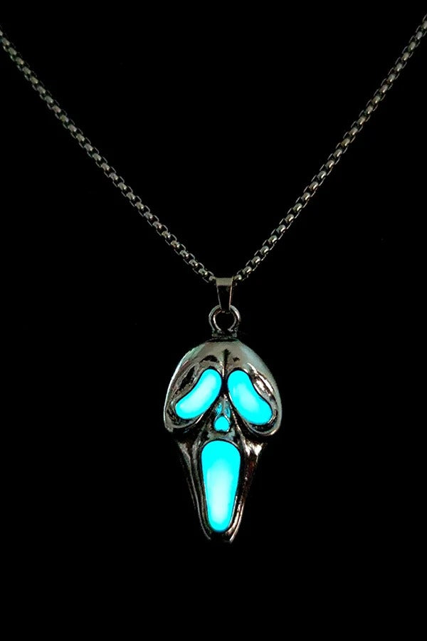 Alloy Glow-in-the-Dark Skull Pendant Necklace