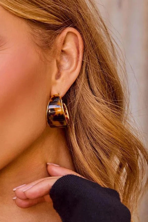 Leopard-print C-shaped Earrings