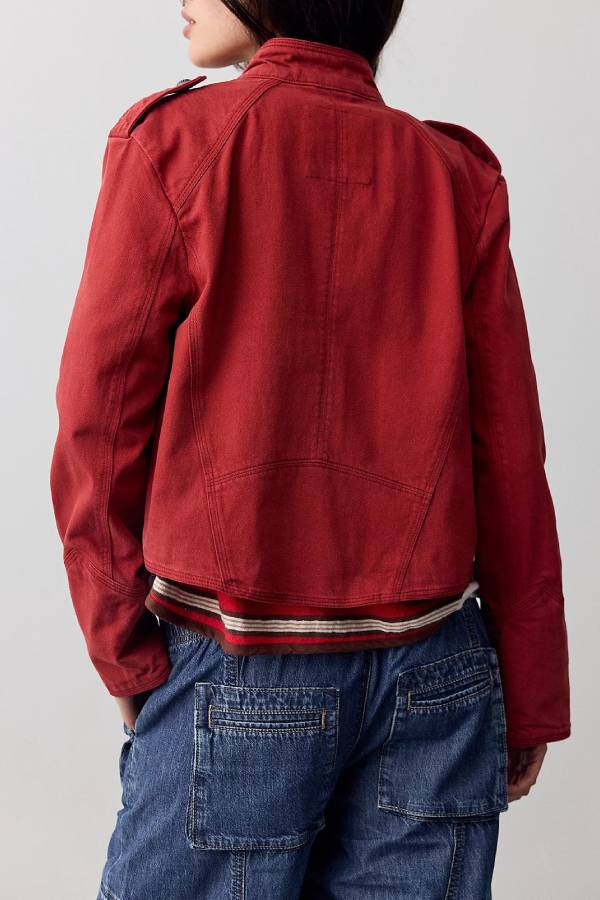 Vintage Military Multi-button Cropped Jacket